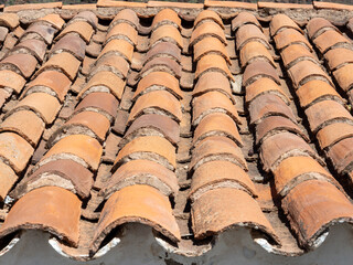 Old clay tile roof of the traditional house of Fataga in Gran Canaria