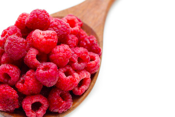 Fresh raspberry on white background.