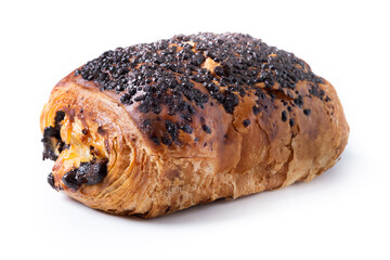 puff pastry with chocolate stuffed isolated on white background