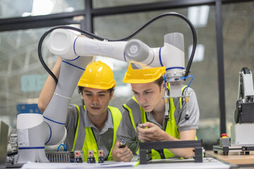 Trainees focus on robot arms, automation programs, and essential skills in the robotics academy.