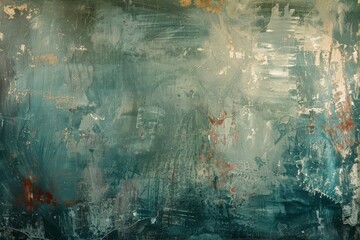 Depths of the Sea. Teal and Rust Abstract Art Exploring the Mystical Underwater World and Its Hidden Wonders.