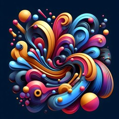 AI Generate of Colorful Fluid Liquid Shapes as Abstract Decoration or Abstract Banner