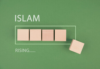 Islam, rising influence in Europe, progress bar, social issue and religion, moslim culture in...