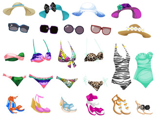 Obraz premium summer elements with clothes collection for summer season.set of summer icons