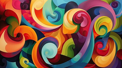 Playful swirls of colorful abstract shapes