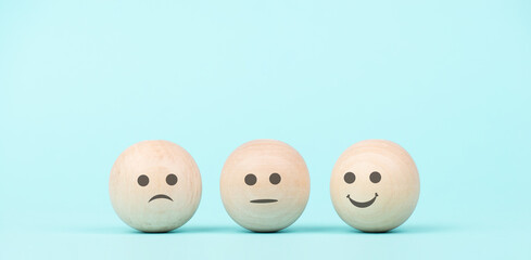 Happy smiling face spread happiness to sad faces, mental health and attitude, positive and negative mind, influence emotion, support and depression