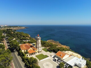 Guia Lighthouse (Portugal) situated on the edge of the shoreline with beautiful views of the ocean