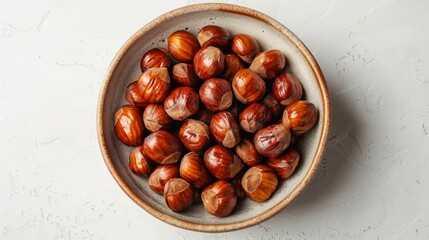 Roasted Chestnuts in a Bowl. Generative ai