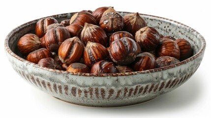 Obraz premium Roasted Chestnuts in a Bowl. Generative ai