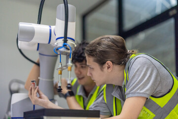 Trainees focus on robot arms, automation programs, and essential skills in the robotics academy.