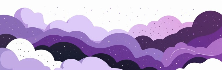 A purple sky with clouds and stars