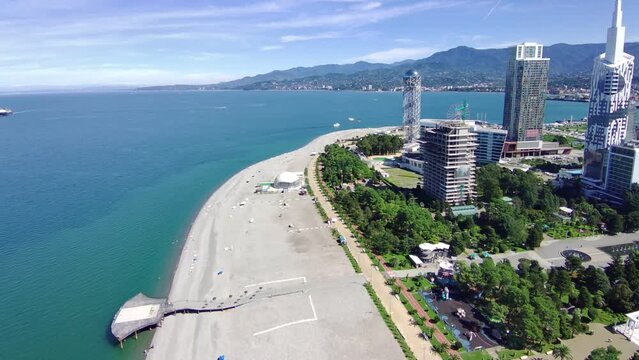 Batumi city aerial. Batumi from the sea.