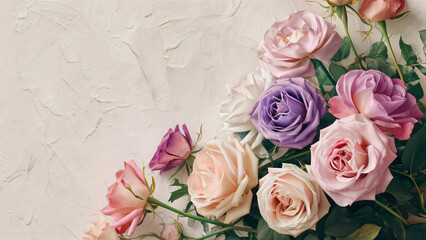 several roses with one light color background naturally.