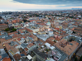 Obraz premium Aerial view of Rimini at night in the Christmas period