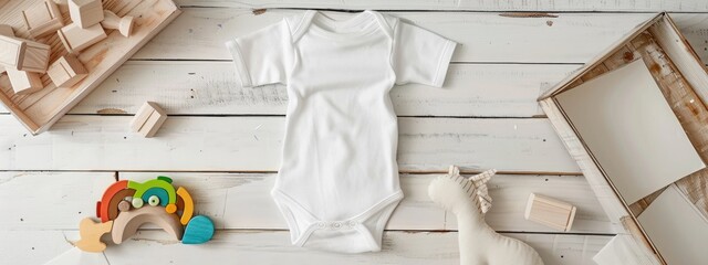 baby white clothes top view. selective focus
