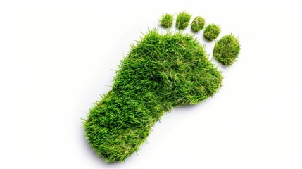 A green foot print made of grass