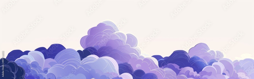 Aufkleber A sky with many clouds of different sizes and colors. The sky is mostly blue with some purple clouds