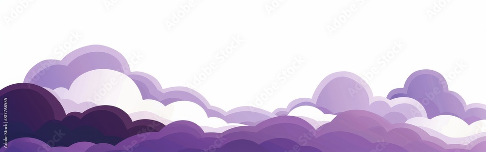 Aufkleber A purple sky with clouds and a white background. The sky is filled with clouds of different sizes and shapes, creating a sense of depth and movement