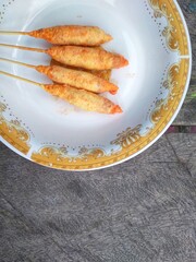 Telur Gulung, Indonesian traditional street food, made from eggs.