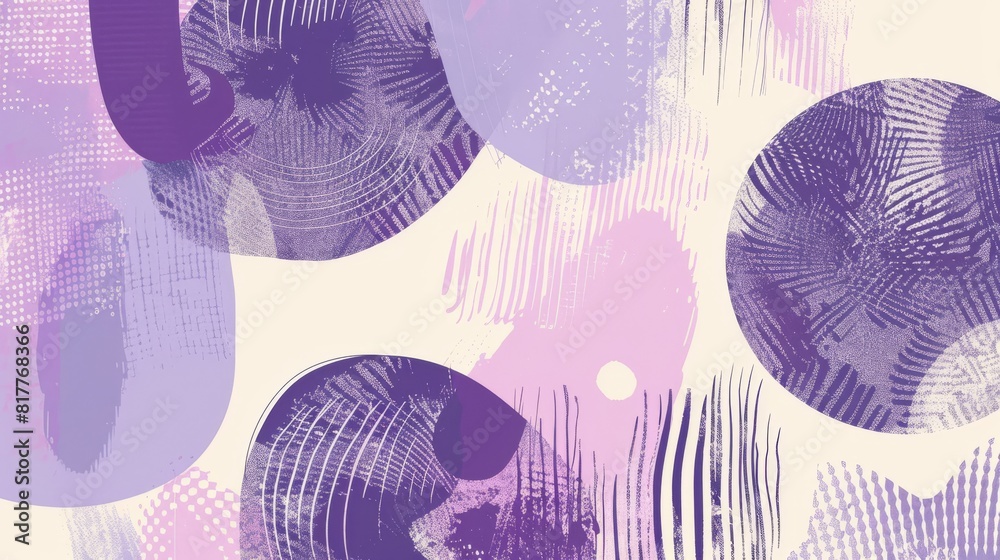 Aufkleber A purple and white abstract background with a lot of circles. The circles are of different sizes and are scattered all over the background. The background has a lot of texture and he is a bit chaotic