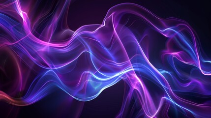 Obraz premium abstract background with glowing purple and blue waves on black, Curvy wallpaper design