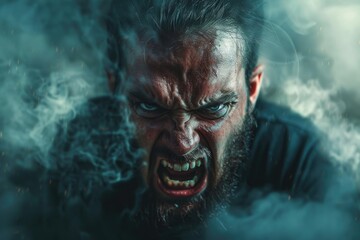 An angry man in the dark