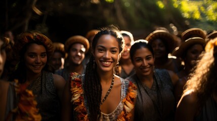 Fototapeta premium Celebration Of Fa'afafine Gender Identity In Samoan Culture Outdoor Gathering