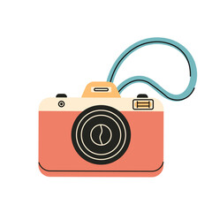 Retro camera isolated on white background. Summer vacation element. Photo device