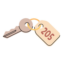 Hotel room key isolated on white background. 