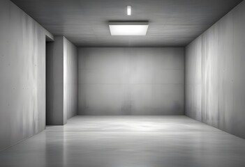 Abstract dark empty, modern concrete room with a recess or niche with ceiling light and rough floor - industrial interior background template, generative ai
