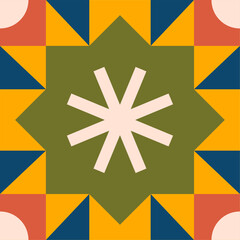 Geometric colorful tile pattern design vector