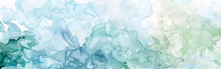 A blue and green watercolor painting with a white background. The painting is abstract and has a calming effect