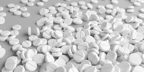 Abstract bunch of medicine pills on a white background