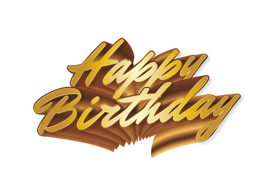 3D Gold Happy Birthday Lettering. Happy Birthday PNG With Transparent Background