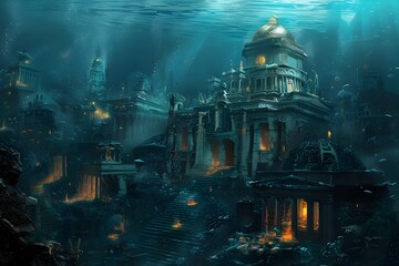 Captivating Underwater Metropolis A Submerged Realm of Enchanting Architecture and Luminous Wonders