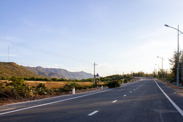 Beautiful Road With Mountain Landscape In Ninh Thuan, Vietnam.