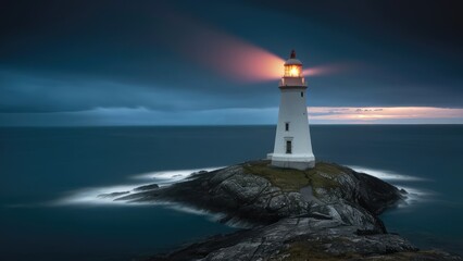 Obraz premium Sturdy Lighthouse Overlooking Ocean Expanse