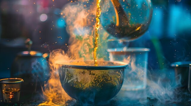 Surreal and Mystical Transformation of Organic Ingredients into a Glowing Elixir