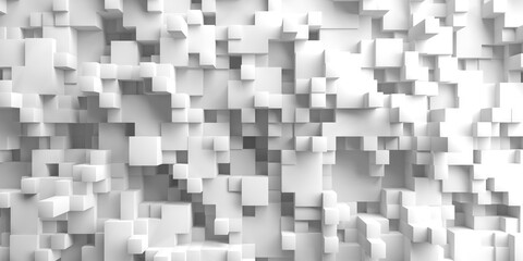 Random shifted white blocks background. Light bright clean wallpaper