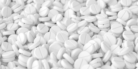 Abstract bunch of medicine pills on a white background