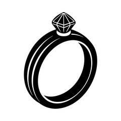 Wedding ring Single icon silhouette Vector illustration 