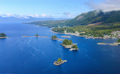 Aerial views of small islands at Misty Fjords National Monument. Alaska, USA.
