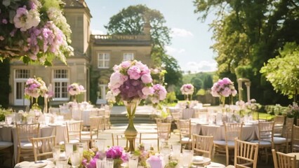 Wedding decoration with peonies, floral decor and event celebration, peony flowers and wedding ceremony in the garden, English country style idea