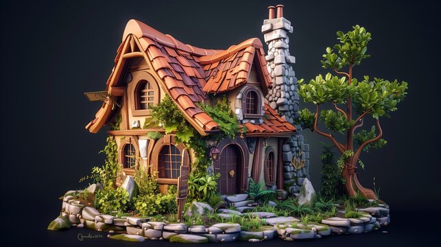house in style of Miniworld Magics designed in low