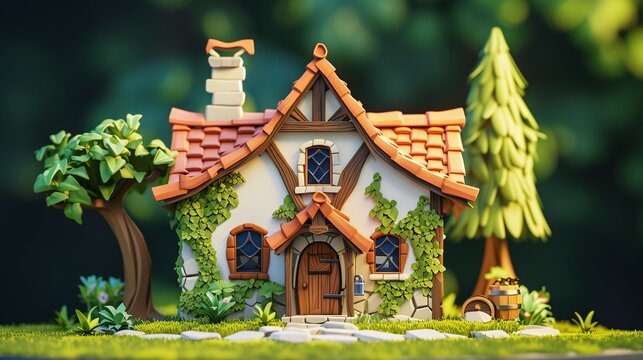 house in style of Miniworld Magics designed in low