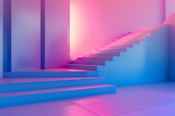 Blue and pink gradient geometric shape forms a soothing backdrop in a space dedicated to calm and relaxation, Sharpen 3d rendering background