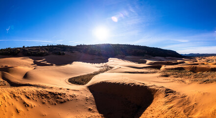 Fototapeta premium aerial panorama of the coral pink sand dunes in utah