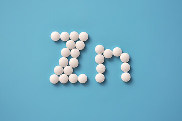 The mineral zinc in tablets. Zinc deficiency in the body