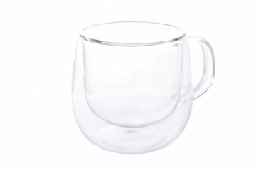 Transparent glass cup with double bottom