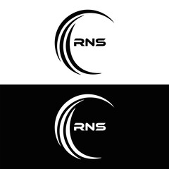 RNS logo. R N S design. White RNS letter. RNS, R N S letter logo design. R N S letter logo design in FIVE, FOUR, THREE, style. letter logo set in one artboard. R N S letter logo vector design.